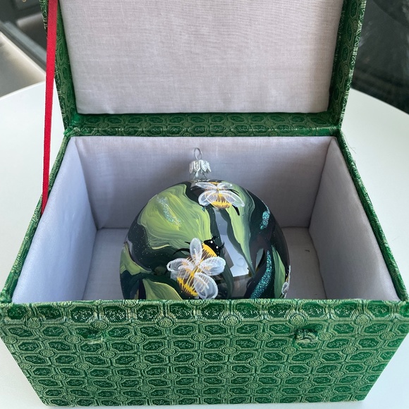 Other - Hand Painted Bumblebee glass ornament w/fabric box